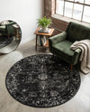 Riviera Elegance Collection Area Rug - Antibes (Black) Round Black  lifestyle 76