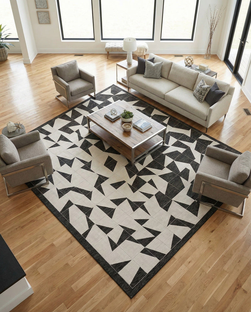 Urban Terrace Collection Area Rug -  Mercer Square Black and White  lifestyle 75