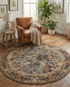 Neptune Elegance Collection Area Rug -  Galatea (Blue) Round Blue  lifestyle 36