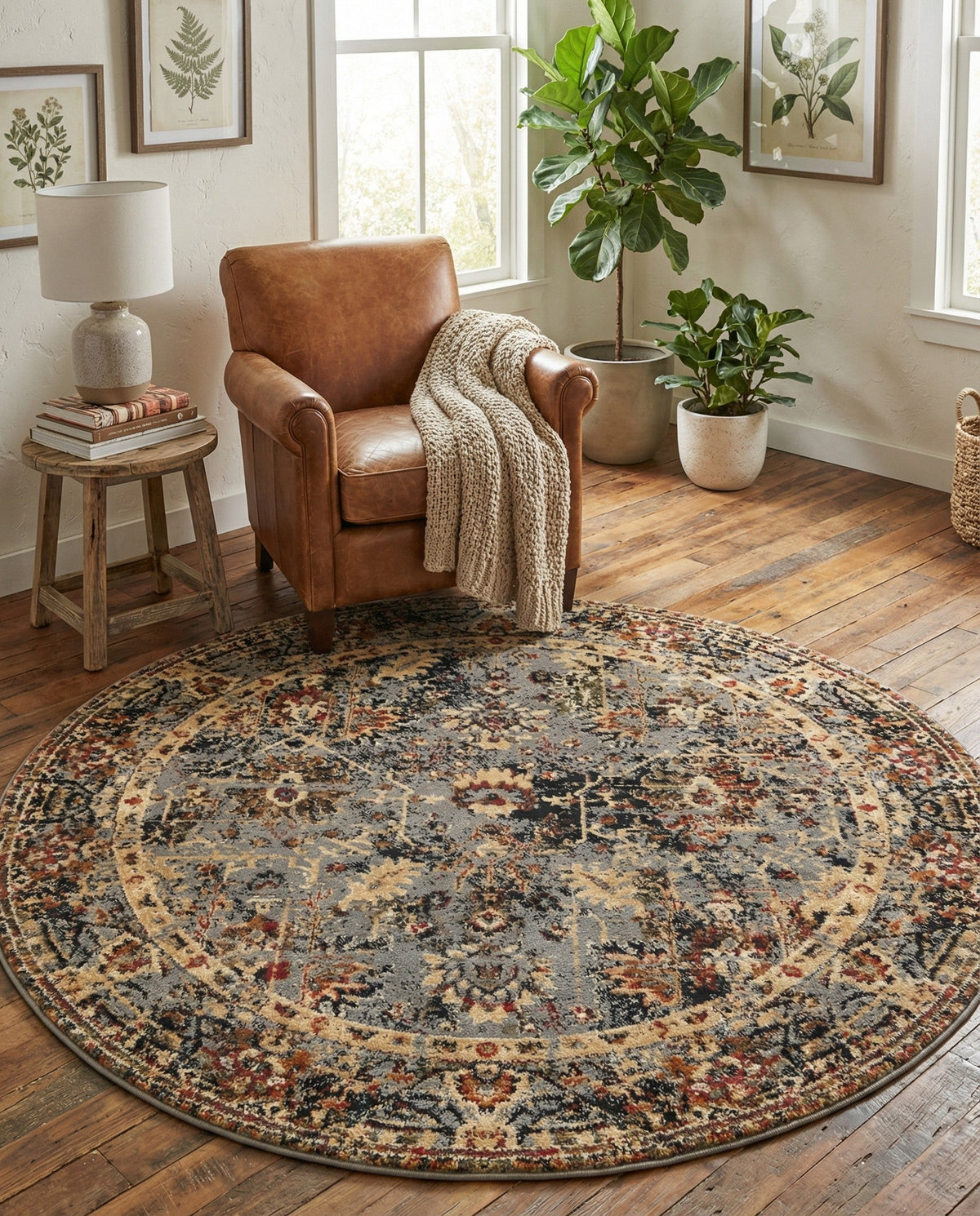 Neptune Elegance Collection Area Rug -  Galatea (Blue) Round Blue  lifestyle 36