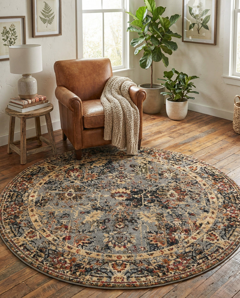 Neptune Elegance Collection Area Rug -  Galatea (Blue) Round Blue  lifestyle 36