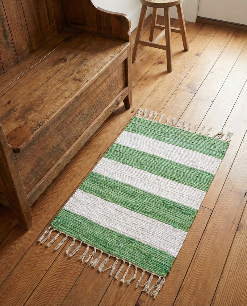 Tassel Trail Collection Area Rug - Pathway (Green and Ivory) Rectangle Green and Ivory  lifestyle 7