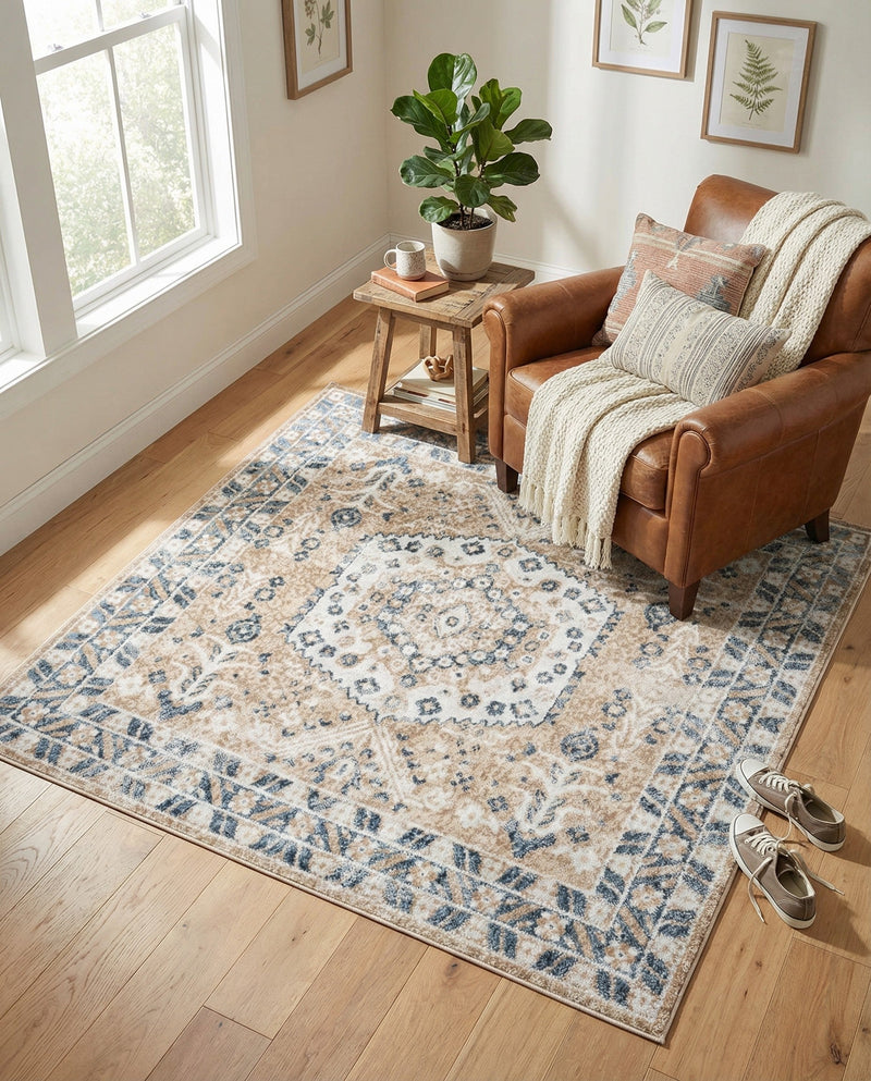 Cambridge Classics Collection Area Rug -  Pembroke (Beige) Square Beige  lifestyle 54