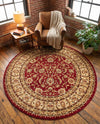 Jaipur Elegance Collection Area Rug -  Nahargarh (Red) Round Red  lifestyle 34
