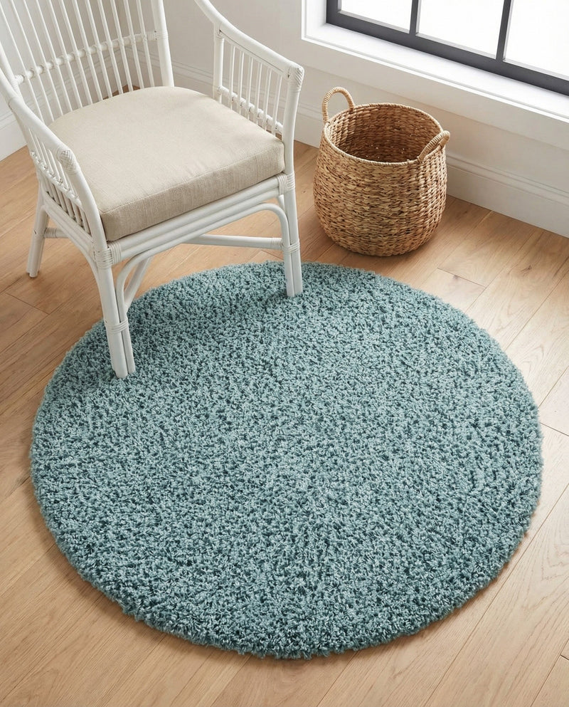 Plush Oasis Collection Area Rug - Serenity (Light Slate Blue) Round Light Slate Blue  lifestyle 76