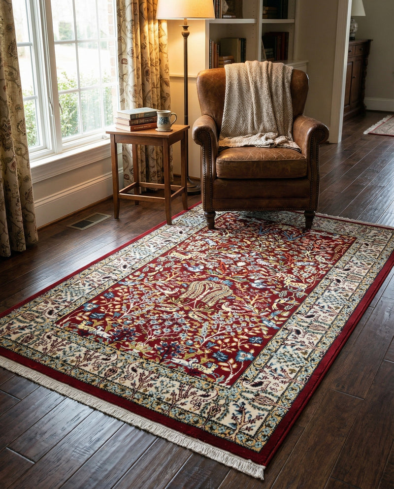 Persian Elegance Collection Area Rug -  Kerman (Burgundy) Rectangle Burgundy  lifestyle 6