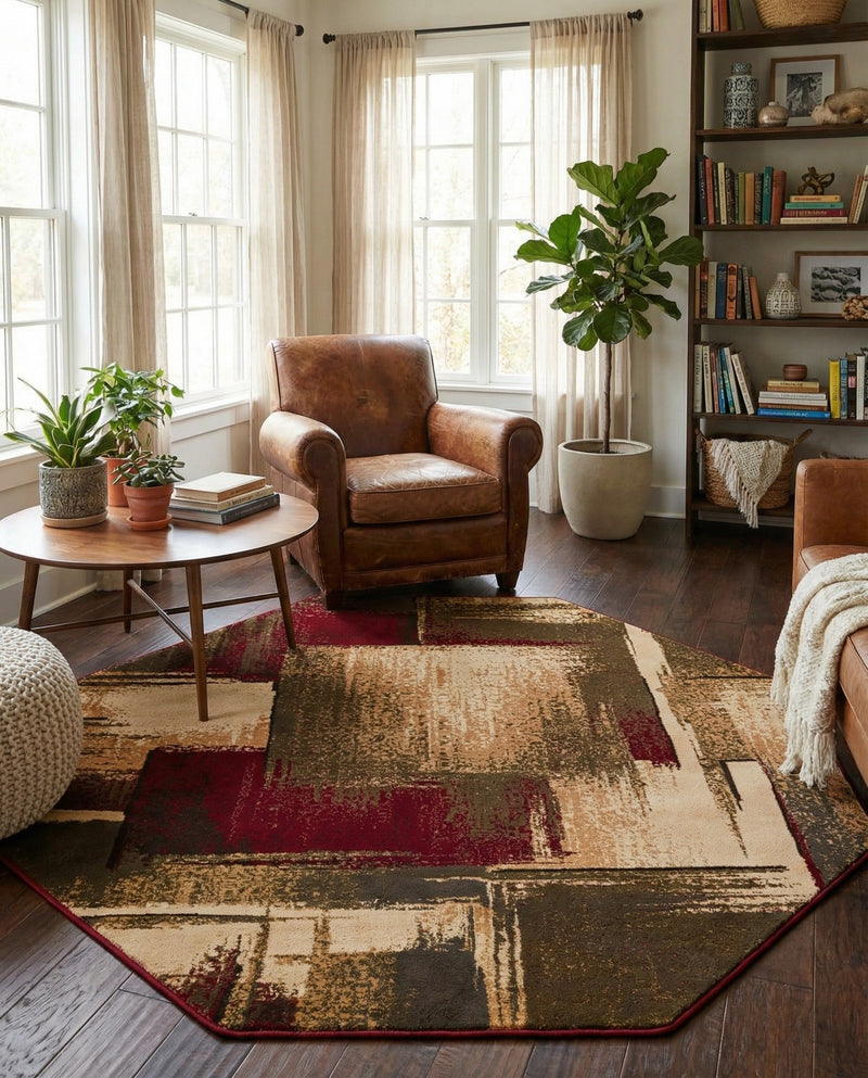 Bistro Lounge Collection Area Rug -  Doppio Octagon Multi  lifestyle 79