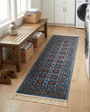 Samarkand Elegance Collection Area Rug -  Margilan (Blue) Runner Blue  lifestyle 63