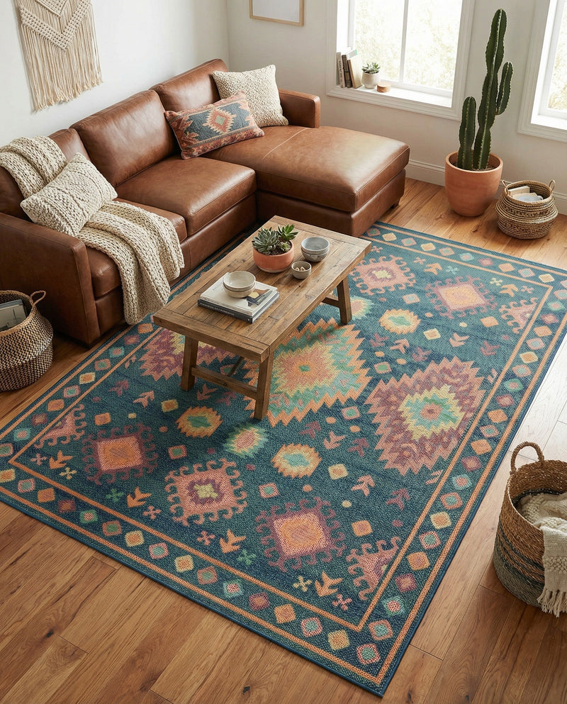 Coastal Terrace Collection Area Rug -  Dunes Rectangle Navy Blue  lifestyle 18