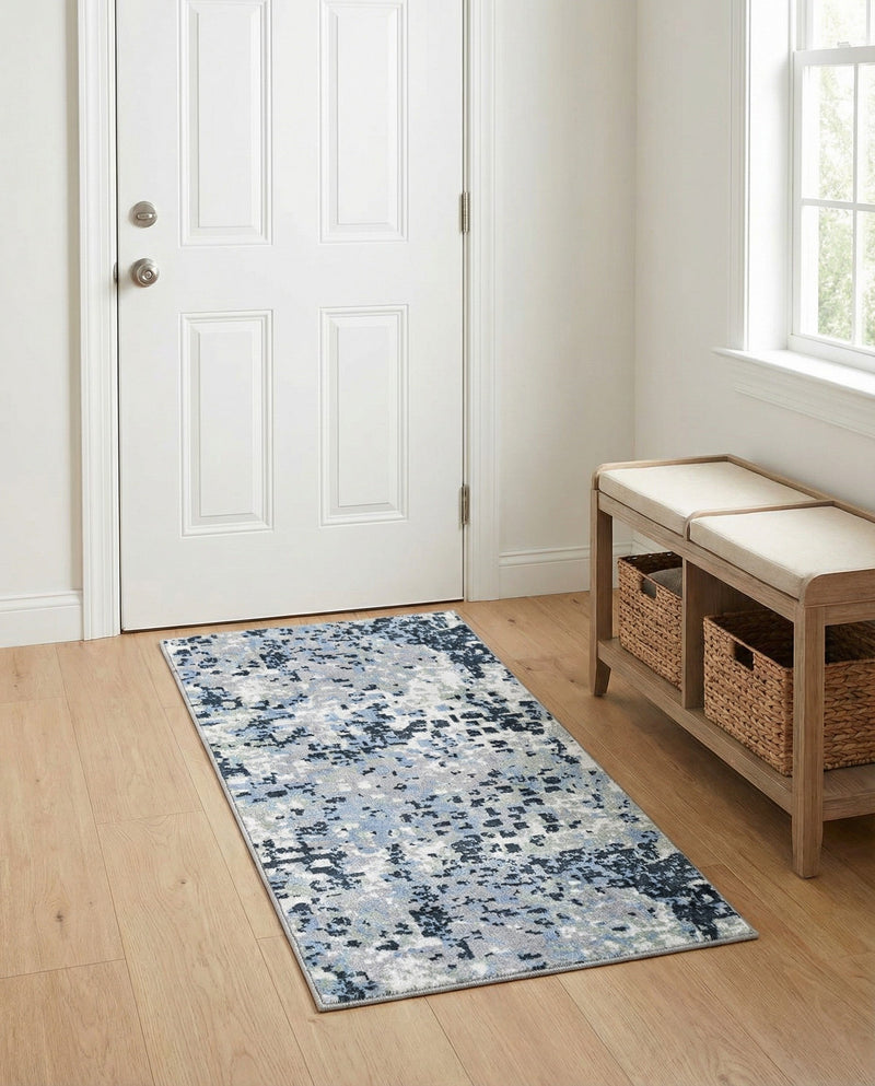 Aegean Elegance Washables Collection Area Rug -  Andros Runner Gray Navy Green  lifestyle 31