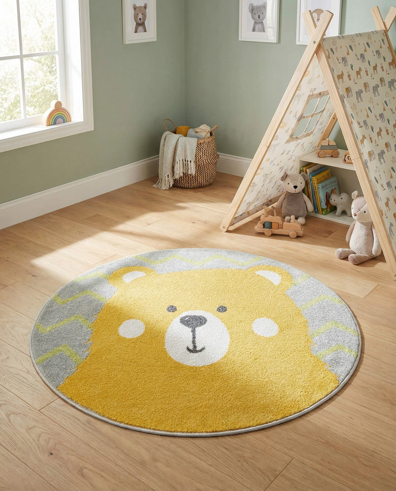 Wonder Tykes Collection Area Rug -  Whirlwind Round Yellow  lifestyle 12