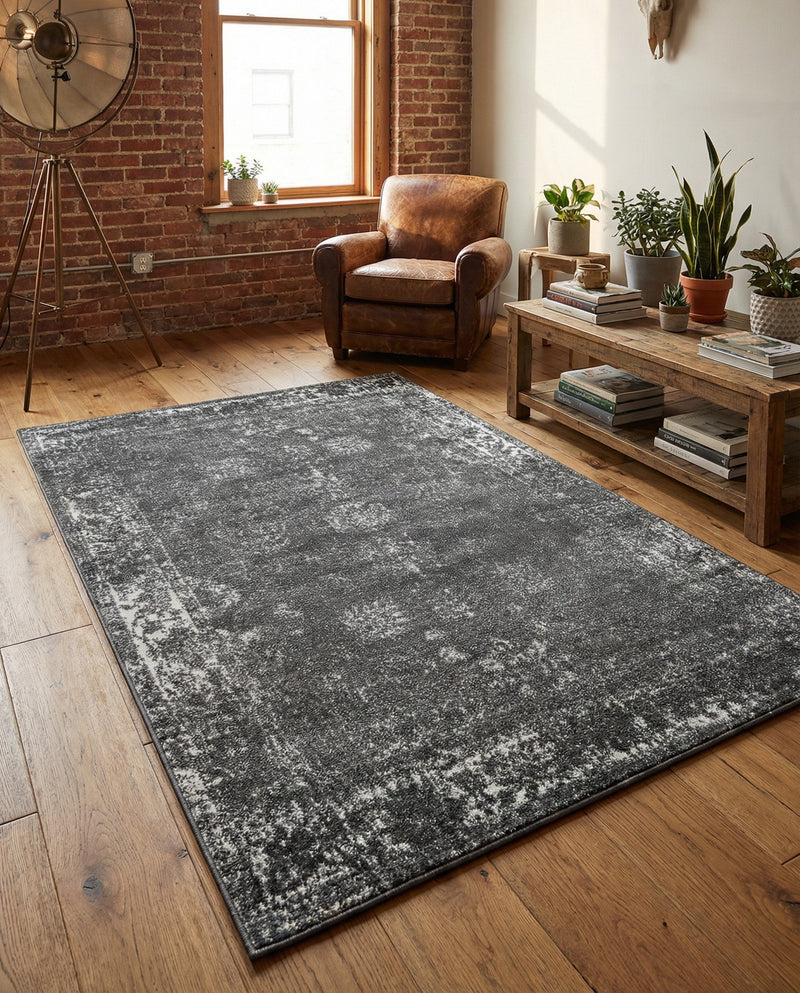 Riviera Elegance Collection Area Rug - Antibes (Dark Gray) Rectangle Dark Gray  lifestyle 23