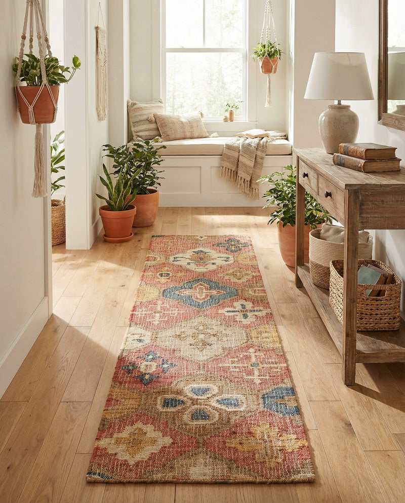 Benares Handwoven Jute Collection Area Rug - Ganges Runner Multi  lifestyle 65