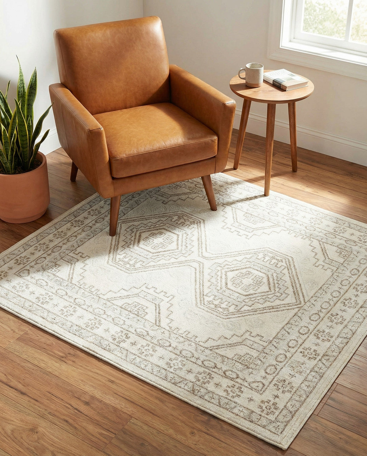 Savannah Elegance Collection Area Rug -  Tybee (Ivory) Square Ivory  lifestyle 88