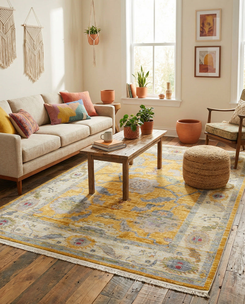 Arcadia Rugs Collection Area Rug - Eden (Yellow) Rectangle Yellow  lifestyle 32