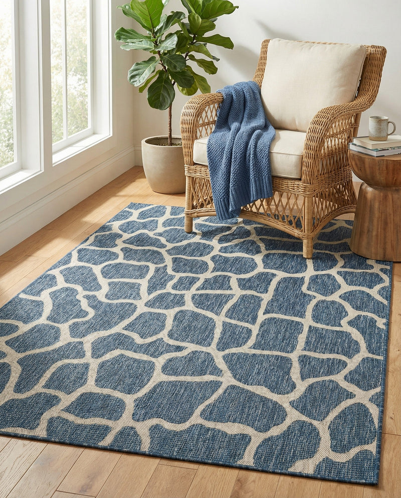 Savannah Escape Collection Area Rug -  Rainforest Rectangle Blue  lifestyle 31