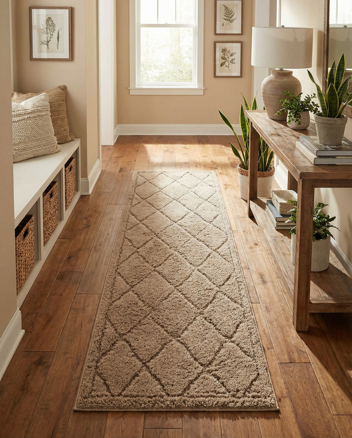 Trellis Haven Collection Area Rug - Havenwood Runner Beige  lifestyle 135