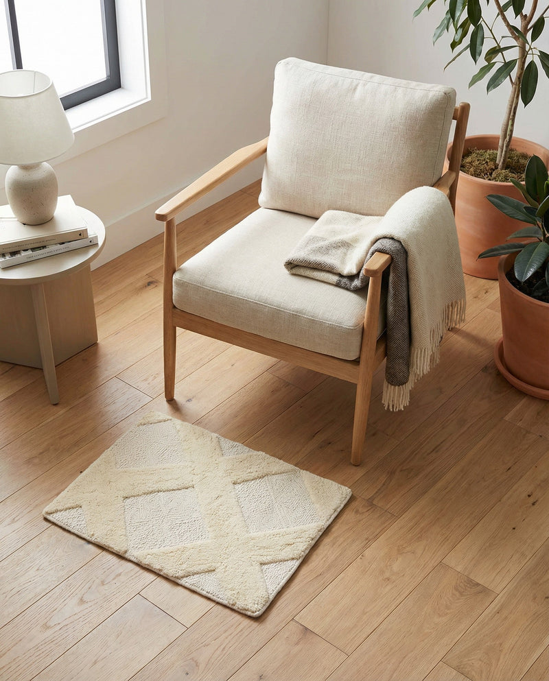 Trellis Wool Collection Area Rug - Vineyard Rectangle Ivory  lifestyle 4