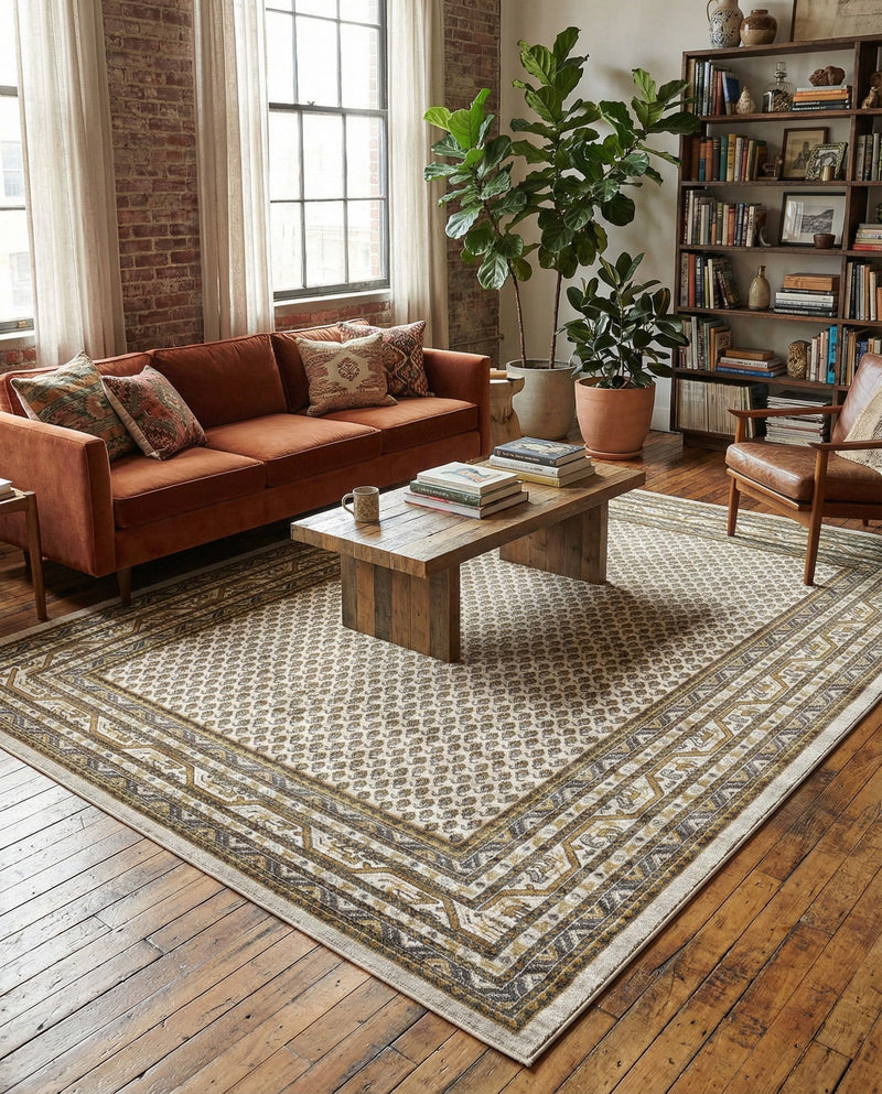 Soho Elegance Collection Area Rug -  Mercer (Beige) Rectangle Beige  lifestyle 15