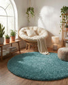 Cozy Comfort Shag Collection Area Rug - Haven (Turquoise) Round Turquoise  lifestyle 72