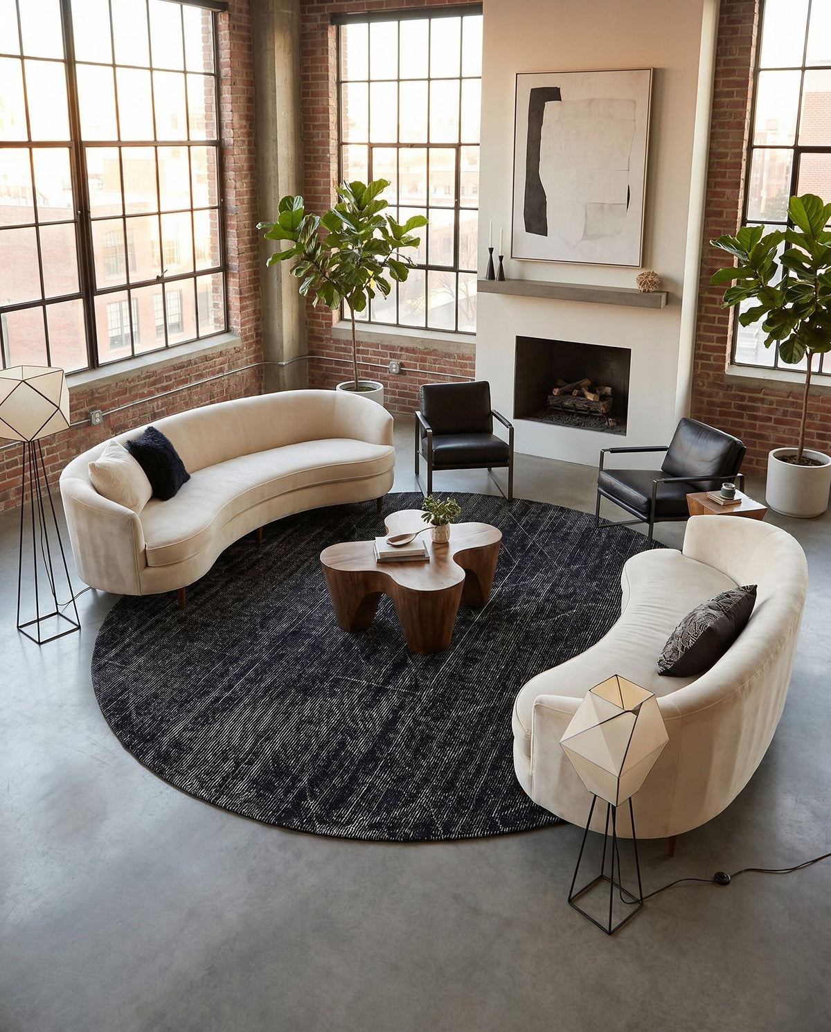 Nordic Loom Geometric Collection Area Rug - Oslo Round Jet Black  lifestyle 172