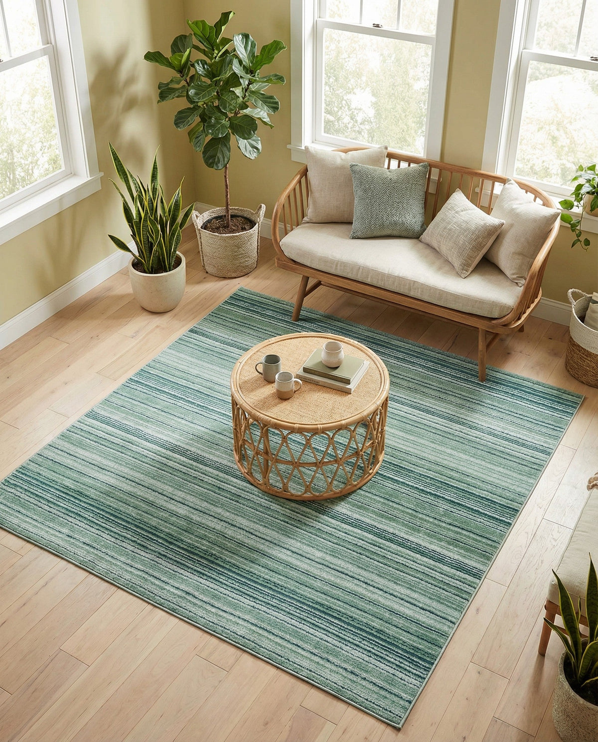 Jewel Oasis Collection Area Rug - Sapphire (Green) Square Green  lifestyle 100