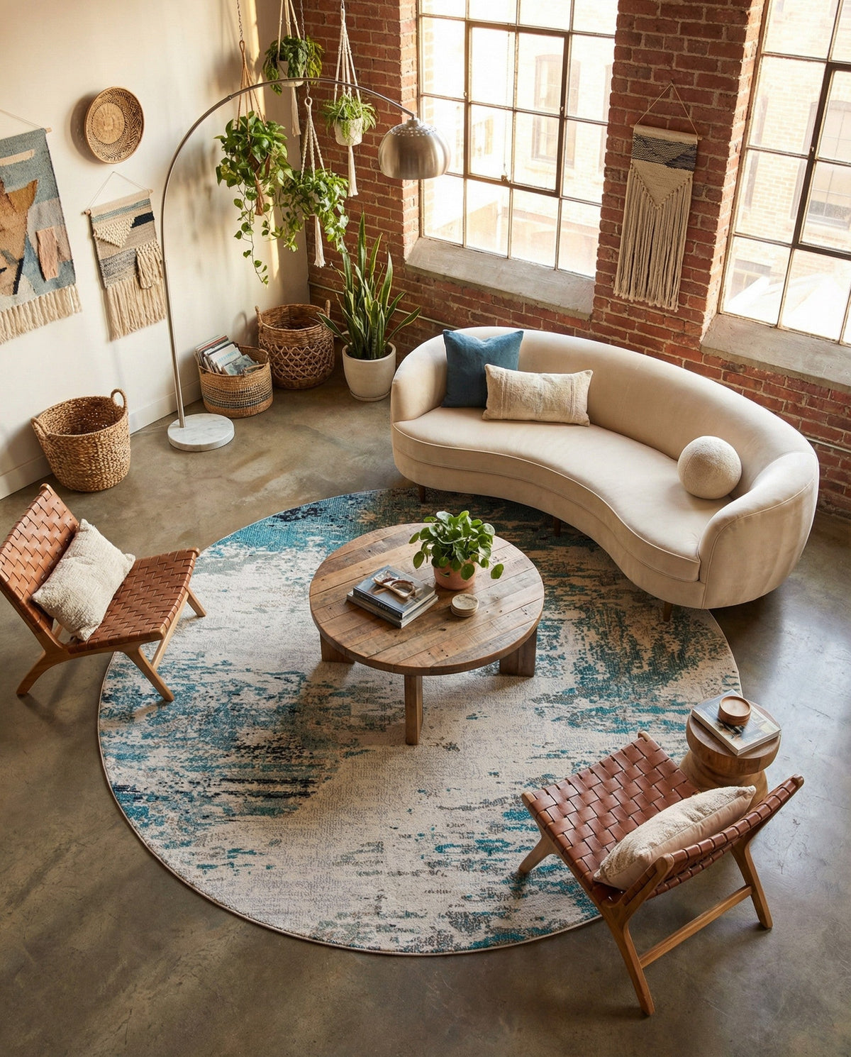 Colorburst Oasis Collection Area Rug -  Tropic Round Blue  lifestyle 64