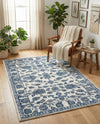 Charleston Elegance Collection Area Rug -  Seaport (White Blue) Rectangle White Blue  lifestyle 13