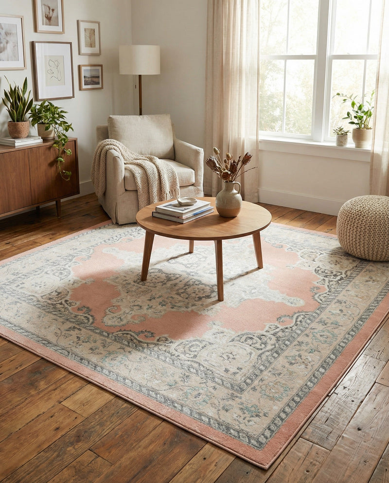 Beverly Grove Collection Area Rug -  Fairfax (Rose) Square Rose  lifestyle 71