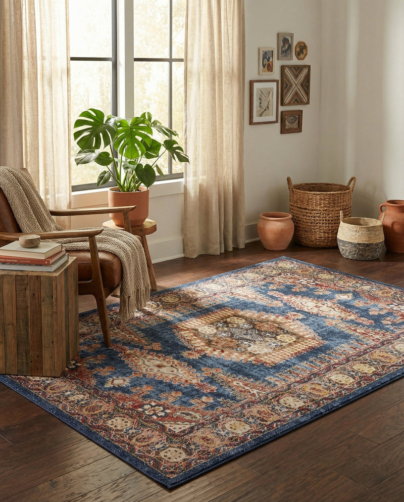 Eden Oasis Collection Area Rug -  Refuge (Blue) Rectangle Blue  lifestyle 21