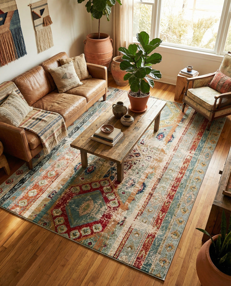 Sedona Vista Collection Area Rug -  Navajo Rectangle Blue  lifestyle 14