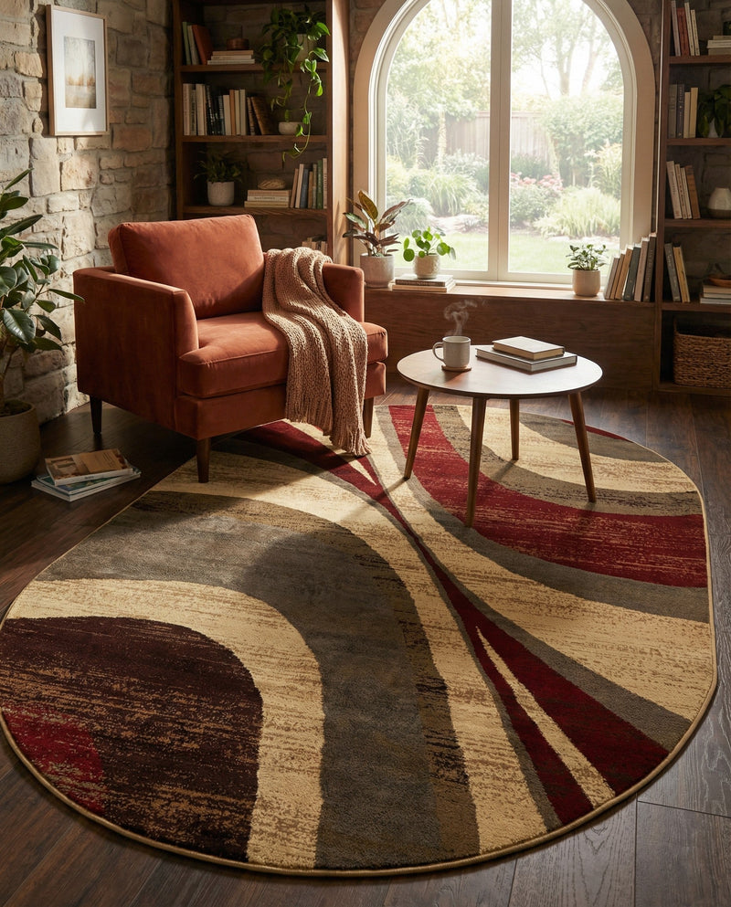 Bistro Lounge Collection Area Rug -  Frappe Oval Beige  lifestyle 56
