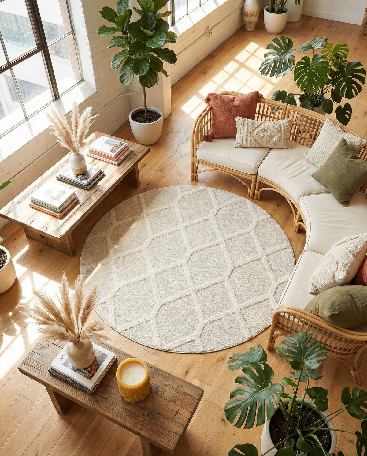 Sahara Chic Collection Area Rug -  Tuareg Round Ivory  lifestyle 87