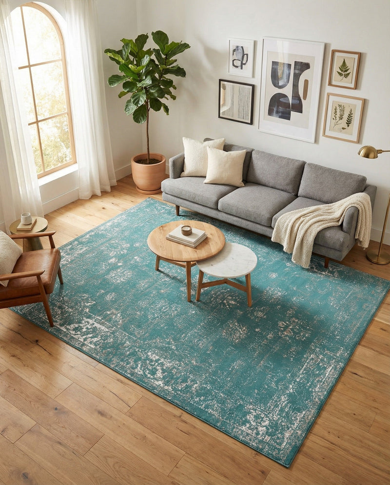 Riviera Elegance Collection Area Rug - Antibes (Turquoise) Rectangle Turquoise  lifestyle 17