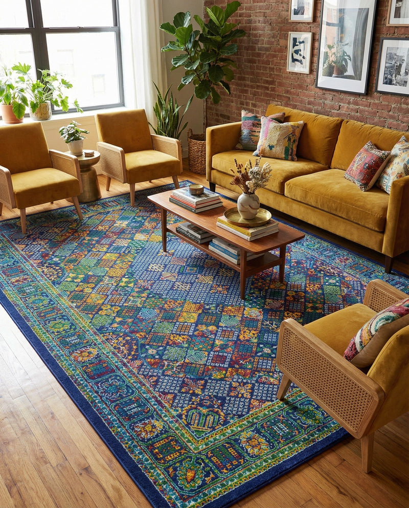 Caribbean Cove Collection Area Rug -  Mustique Rectangle Navy Blue  lifestyle 21
