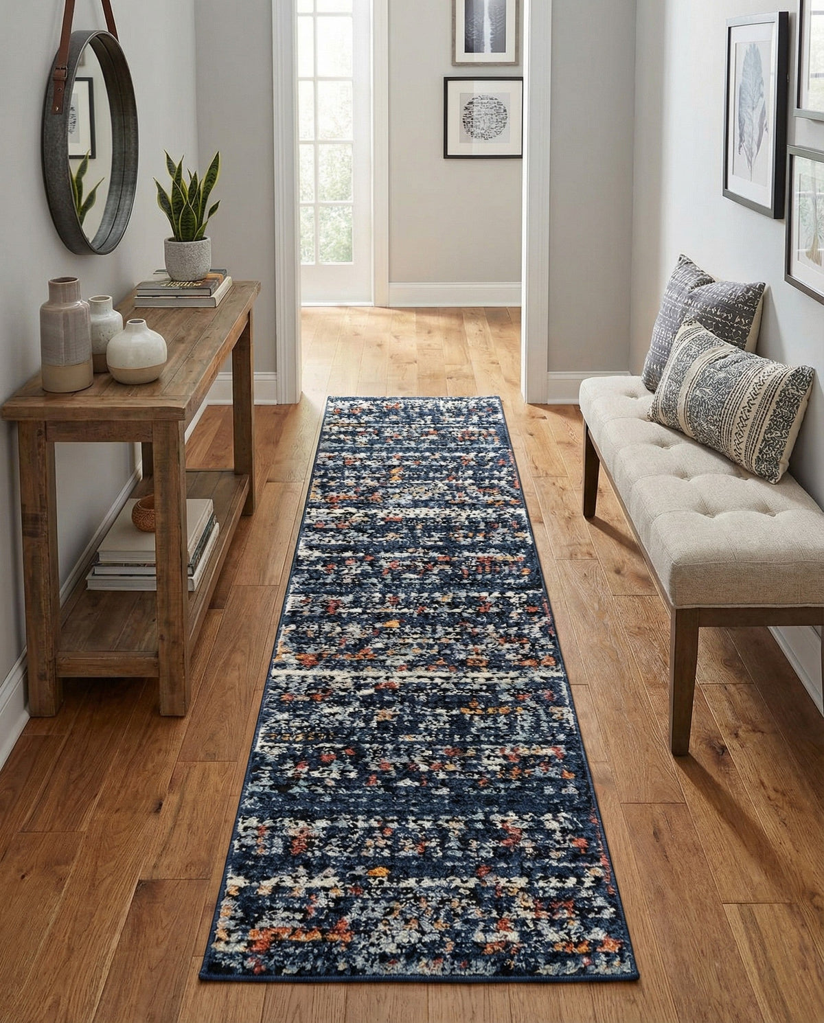 Tangier Treasures Collection Area Rug -  Marrakech Runner Navy Blue  lifestyle 175