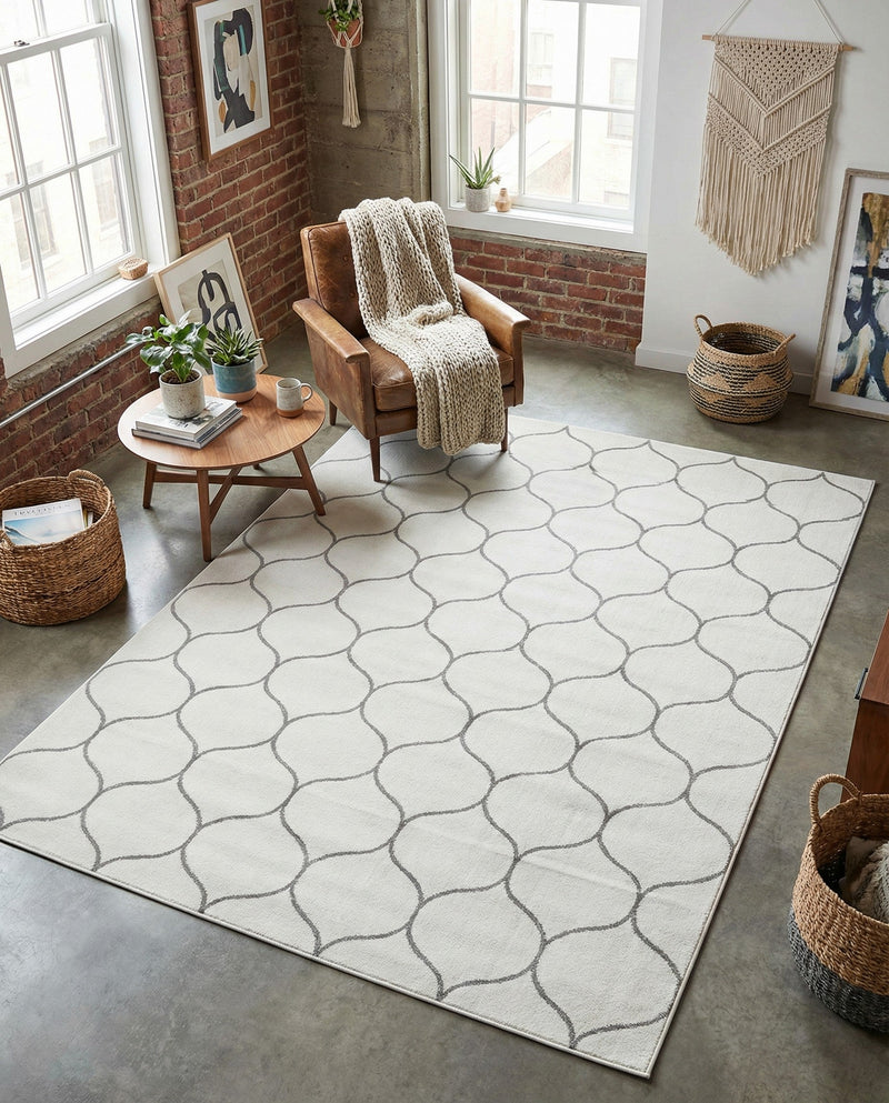 Trellis Mosaic Collection Area Rug -  Pergolatown (Ivory) Rectangle Ivory  lifestyle 14