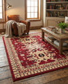 Tabriz Tapestries Collection Area Rug - Azerbaijan (Red) Rectangle Red  lifestyle 10