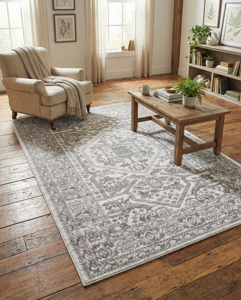 Charleston Elegance Collection Area Rug - Harborview Rectangle White  lifestyle 42