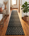 Mediterranean Lattice Collection Area Rug - Santorini (Black and White) Runner Black and White  lifestyle 37