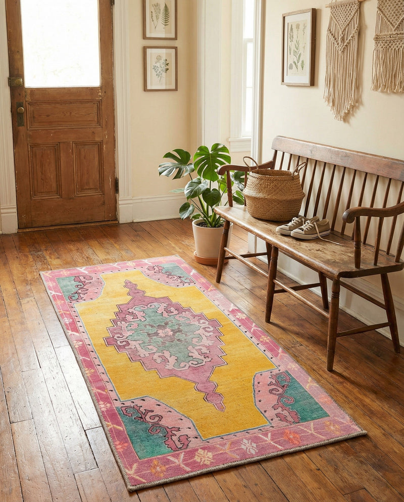 Heritage Elegance Collection Area Rug -  Winterthur (Yellow) Runner Yellow  lifestyle 48