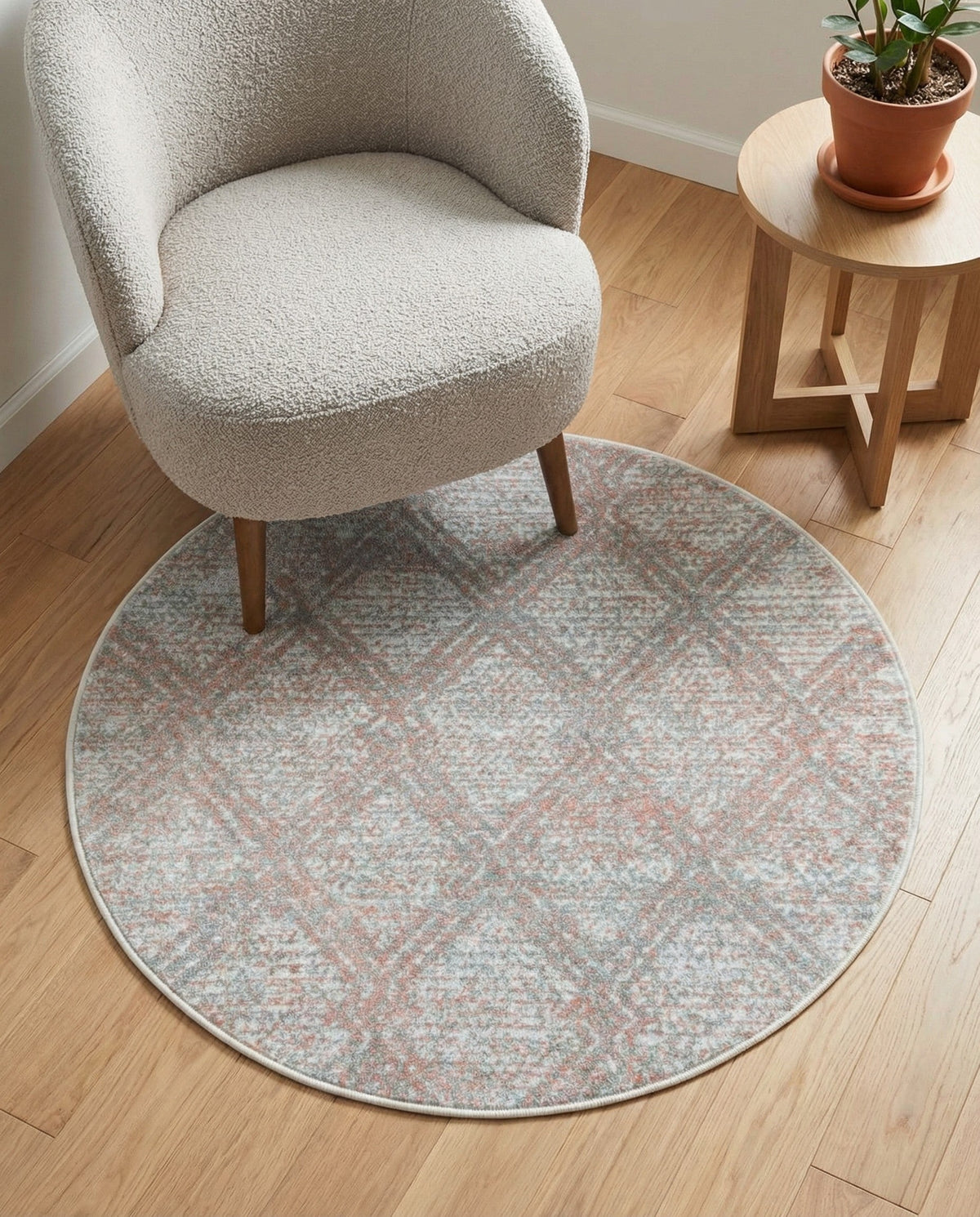 Aegean Elegance Washables Collection Area Rug -  Tinos Round Rose Pink  lifestyle 134