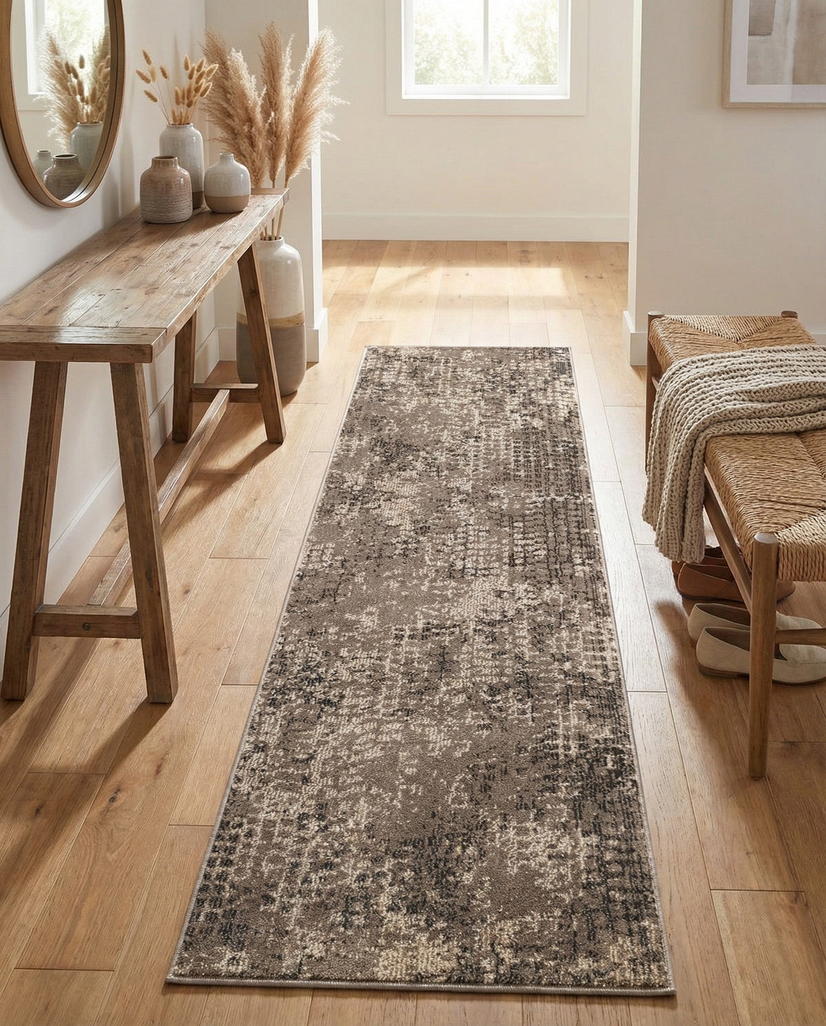 Chromatic Oasis Collection Area Rug -  Tropic Runner Gray  lifestyle 128