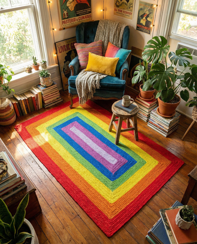 Sunset Isle Wool Braids Collection Area Rug - Paradise Rectangle Multi  lifestyle 22