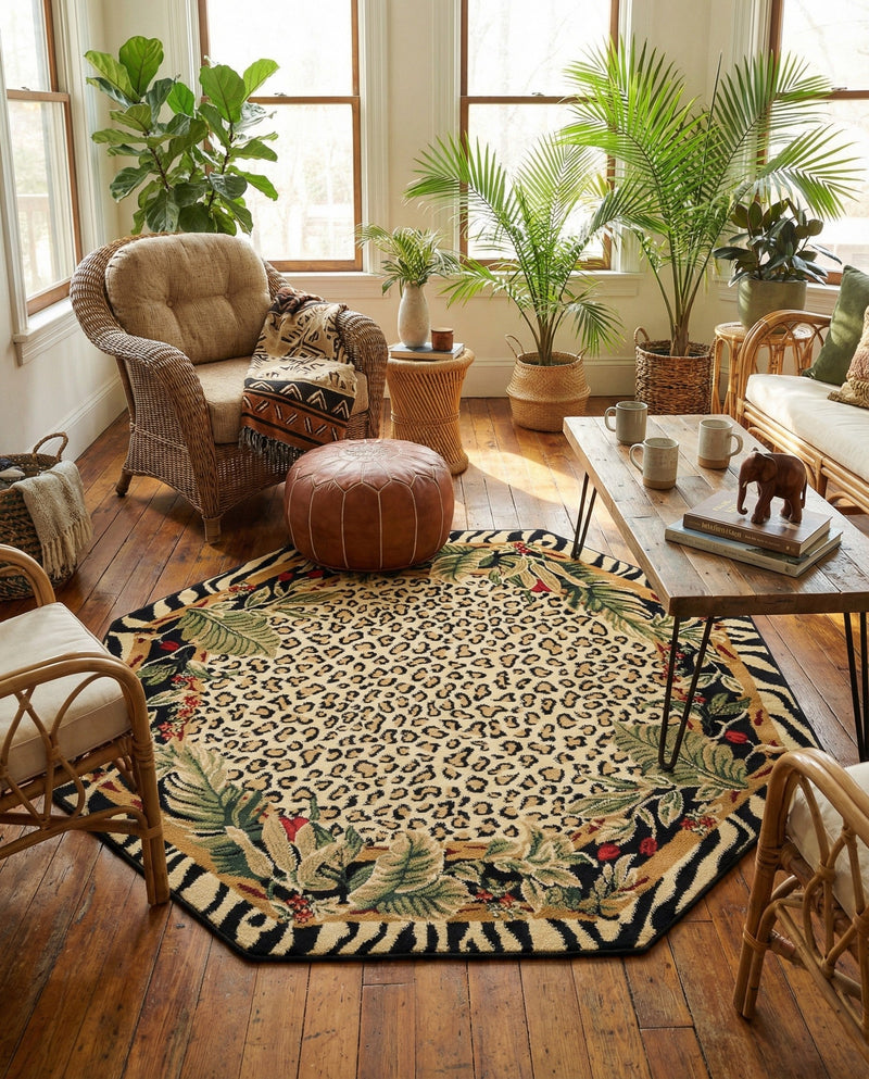 Savannah Sojourn Collection Area Rug -  Moremi Octagon Cream  lifestyle 75