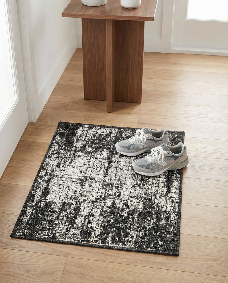 Urban Terrace Collection Area Rug -  Midtown Rectangle Black and White  lifestyle 18