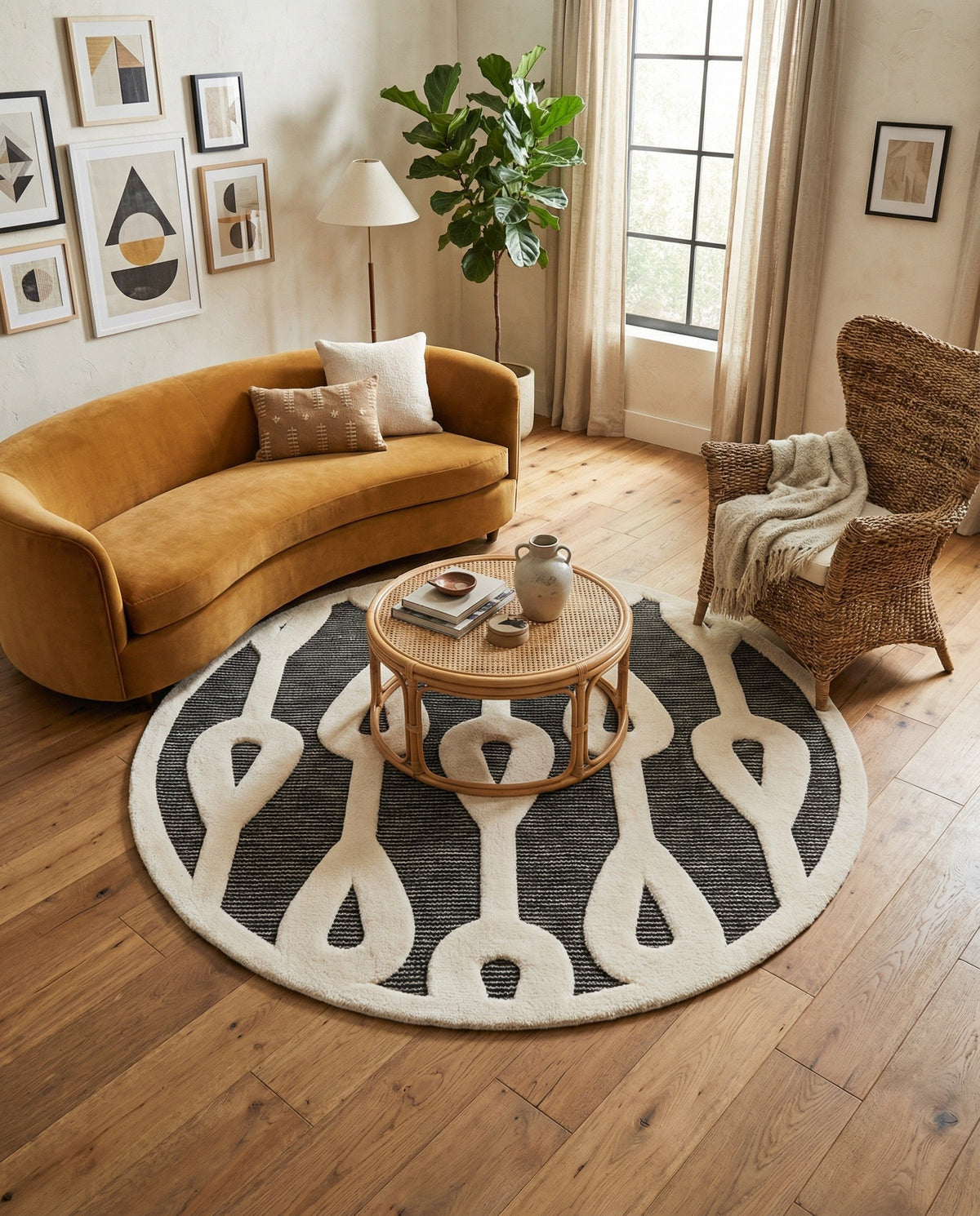Monochrome Collection Area Rug -  Marble Round Gray  lifestyle 88