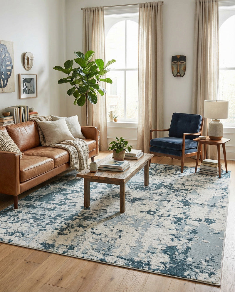 Cathedral Elegance Collection Area Rug -  Basilica Rectangle Navy Blue  lifestyle 76