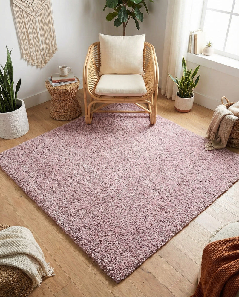 Cozy Comfort Shag Collection Area Rug - Haven (Pink) Square Pink  lifestyle 47