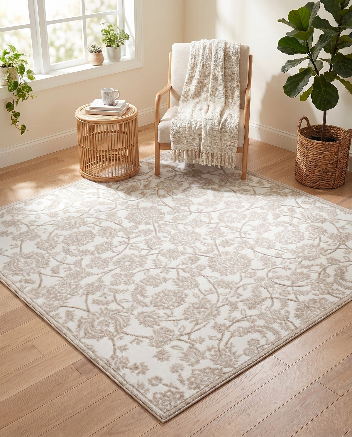 Andes Summit Collection Area Rug -  Chimborazo Square Snow White  lifestyle 76